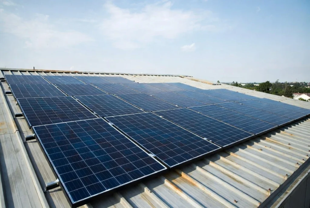 Solar Panels on a Metal Roof