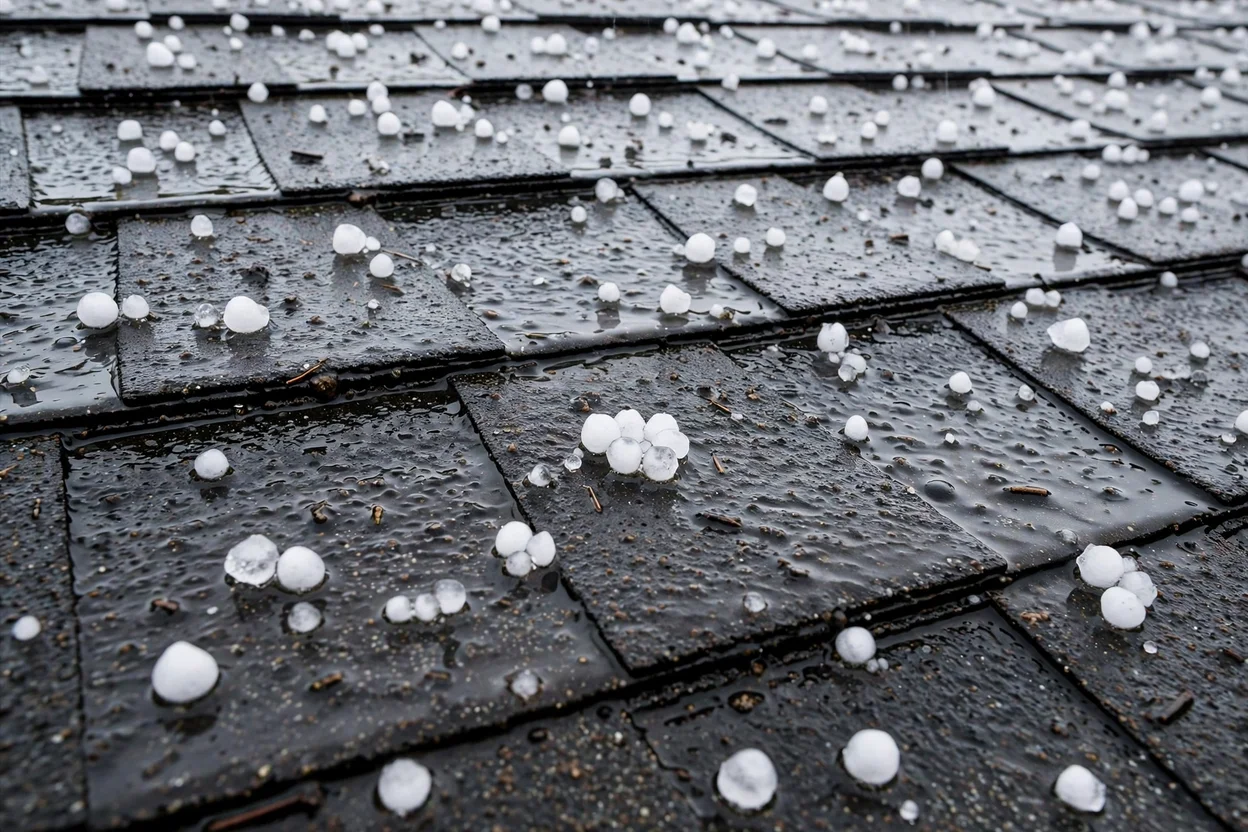 Class 4 impact resistant shingles tested against hail