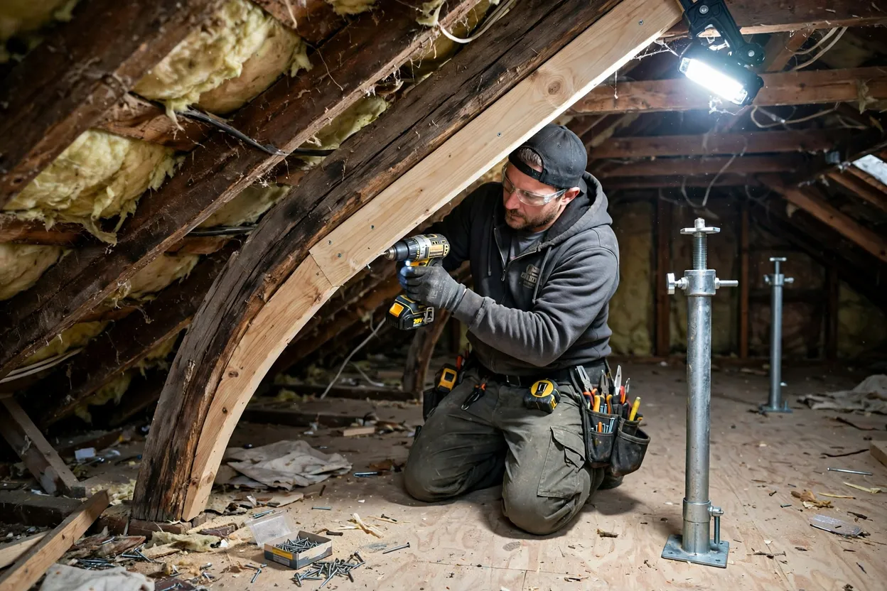 Sistering a rafter to fix a sagging roof