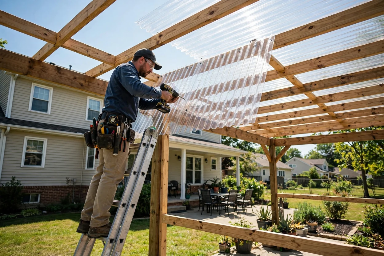 Installing clear roof panels on purlins with EPDM washer screws